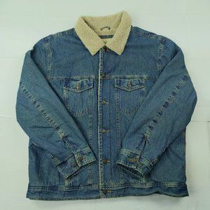 Sonoma Jean Jacket Sherpa Lined Blue Denim Mens Size XL Trucker